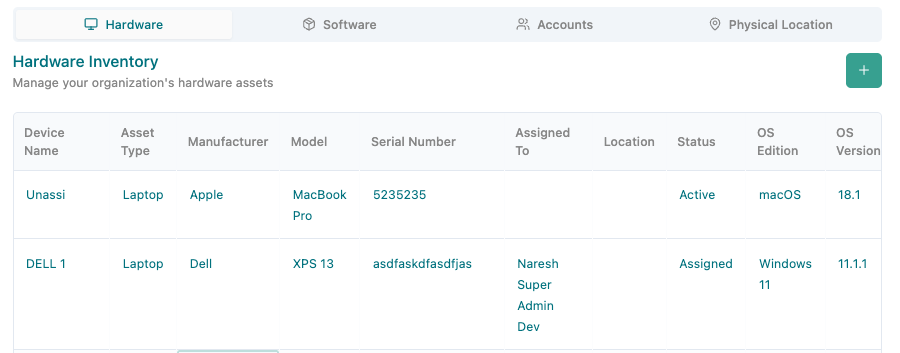 Hardware Inventory Hardware Inventory